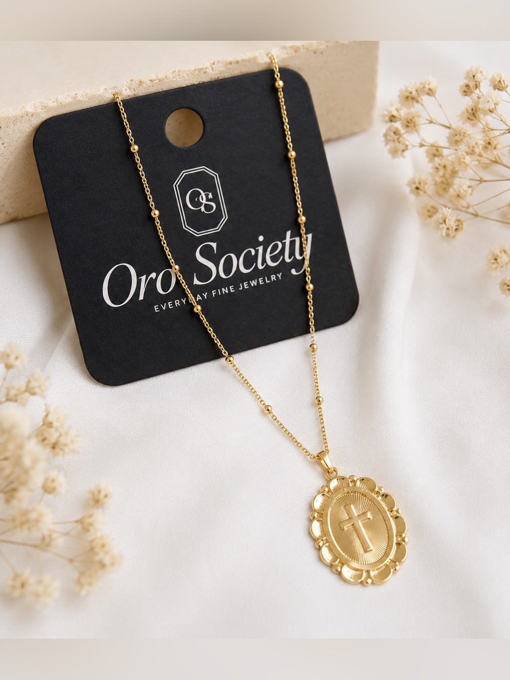 Faith Cross Necklace 14K Gold Filled Satellite Chain Religious Pendant - Picture 3 of 3